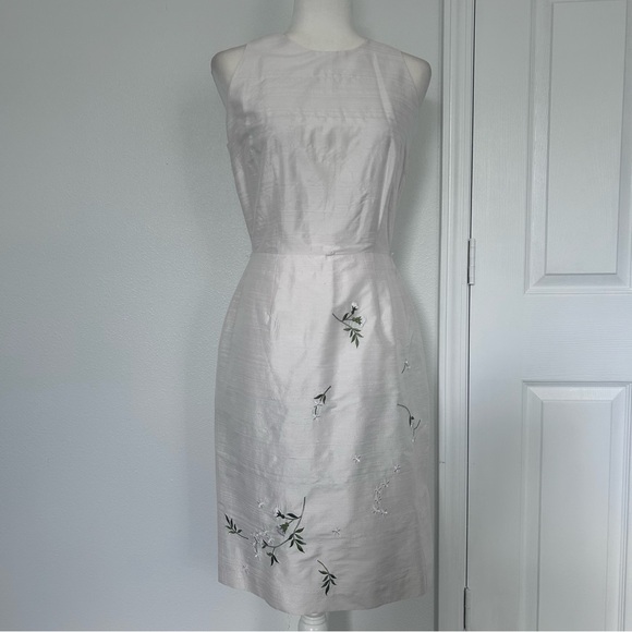 Donna Morgan Ivory Floral Midi silk Dress. Size 4 - Picture 1 of 14